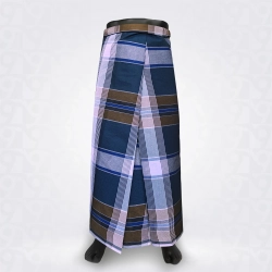 Blue Zodiac Pastel Brown White Checked  Cotton Dobby lungi